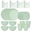 Juego de Cubiertos de Paja de Trigo Amazon, Tazones, Platos y Vasos Portátiles Transfronterizos para 4 Personas, Mayoreo