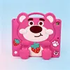 Funda Protectora de Silicona con Soporte Telescópico de Oso de Fresa para iPad 10 Pro 11/Air 5/6/10.2 Anticaídas para Niños 9.7