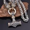 Pendente martelo de Thor popular vintage europeu e americano colar cabeça de lobo colar masculino joias nórdicas norueguesas atacado entrega