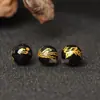 Pulsera de Ágata Roja y Negra Natural Chapada en Oro con Cuentas de Dragón y Fénix Accesorios para DIY Grabado Tamaño No Se Desvanece Al Por Mayor