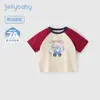 Camiseta de Manga Corta para Niños Verano 2026 Nuevo Estilo Ropa de Verano Casual Holgada Raglán para Niños Tops para Bebés Estampados de Color Contrastante