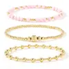 Conjunto de Pulseiras Europeias de Moda em Cobre Banhado a Ouro 14k com Pérolas para Mulheres Design Exquisito Versátil Senso de Moda Joias de Mão