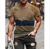 2023 comércio exterior Europa e Estados Unidos verão nova impressão 3D masculina retro personalidade lazer pescoço redondo manga curta fabricantes de camisetas fornecimento direto