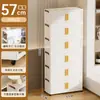Gabinete de Almacenamiento Plegable de Plástico de 57 cm de Ancho Almacenamiento de Cocina Gabinete de Almacenamiento de Múltiples Niveles Armario Doméstico para Niños Caja de Almacenamiento de Juguetes