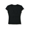 2024 Verano Spice Girl Ajustado Adelgazante Color Sólido Cuello en V Ajustado Hombro Manga Corta Camiseta Cuello Corazón de Pollo Camiseta Base Superior