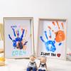 Moldura para fotos de casal com impressão de mão, faça você mesmo, mesa com almofada de tinta colorida, pintura, presente chinês de dia dos namorados para namorado e namorada, aniversário