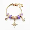 Colgante Flor de Estrella Dorada de Ocho Puntas Transfronteriza de Pan Pulsera Más Vendida para Mujer, Pulsera de Nuevo Estilo Ajustable al por Mayor Llena de Pedrería