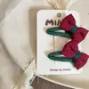 Nueva Serie Navideña Estrella Roja y Verde Lazo Pasador para el Cabello Infantil Pinza Lateral Pinza para el Flequillo