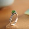 Anillo de plata de ley S925 con incrustaciones vintage de jaspe Hotan para mujer, sencillo y abierto, combinable con todo.
