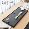 Bandeja de té nueva, hecha de piedra negra sintética, diseño integrado, que se asemeja a una sola pieza de piedra natural, adecuada para uso en el hogar y la oficina, estilo moderno y minimalista, con un sistema de drenaje directo