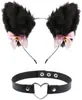 Diadema de Halloween Diadema para Actuación en Festival Set de Diadema y Collar de Chica Gato Orejas de Gato Pasador Sencillo para Niña Hermosa