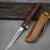 Cuchillo para exteriores, cuchillo plegable, cuchillo de camping con mango de madera, cuchillo de bolsillo portátil, cuchillo plegable, mini cuchillo.