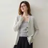 Suéter de cachemira 2026 otoño/invierno nuevo para mujer, cuello de fruta verde, cárdigan de punto trenzado, versátil, corte holgado, adelgazante, abrigo cálido