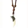 Joyería de Venta Caliente Transfronteriza, Collar de Diente de Lobo Estilo Étnico Retro Literario, Collar Ajustable Simple y Personalizado