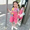 Conjunto Macacão Dopamina para Meninas 2026 Novo Verão Infantil Estiloso Fofo Desenho Animado Listrado