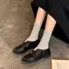 Estilo retrô de nicho! Sapatos femininos planos estilo balé com elástico coreano para outono e inverno, sapatos Mary Jane simples de couro