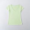 25 Estilos de Camisetas Lisas de Manga Corta para Mujer, Ligeramente Transparentes, Estilo Relajado, Cuello en V Amplio, Colores Macaron