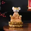 Decoração de mesa raposa meditando inspirada em Zen, estátua genuína de píton Huhuangchang para exibição em altar com base de lótus, pode ser usada para armazenamento, disponível para atacado