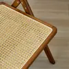 Cadeira de jantar de madeira maciça de seringueira para uso doméstico, estilo wabi-sabi, adequada para restaurantes de pousada, cadeira de ratã dobrável, cadeira de lazer, personalizável com almofada macia