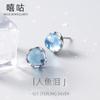 Hee goo E0162 brincos de lágrimas de sereia S925 prata japonesa e coreana espuma azul Cristal simples pequeno fresco Mori