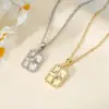 Luochen Transfronterizo Más Vendido Estilo Europeo y Americano Retro Cuadrado Estrella de Ocho Puntas Zirconia Colgante Collar, Moda Personalizada Cadena para Clavícula