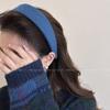 Diadema de Lana con Patrón de Diamantes Azules y Ala Ancha para Mujer 2025 Nueva Diadema de Otoño e Invierno para el Viaje Diario y Accesorios Versátiles para el Cabello