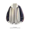 Sudadera Chaqueta de Otoño para Hombre Estilo Universitario Rayada con Cuello Alto para Adolescentes, Chaqueta Versátil Harajuku Coreano