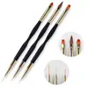 Vendas diretas do fabricante de origem: pincéis para nail art de contorno e detalhe, preto e dourado, pequenos e elegantes, de ponta dupla, conjunto multifuncional de nail art