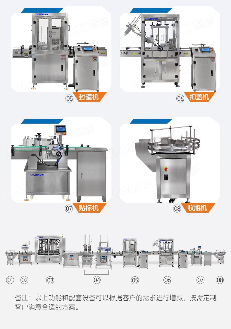 鹌鹑蛋灌装线(理瓶机+下盒机+6头活塞灌装机+下盖机+压盖机