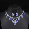 Exquisito Conjunto de Collar y Pendientes de Diamante de Cristal con Forma de Gota de Agua Accesorios para Ropa de Boda Nupcial Venta al por Mayor Gota de Agua Esmeralda