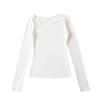 Desejo Puro Outono e Inverno Nova Spice Girls Base de Cushion com Efeito Natural Clavícula Manga Longa Camiseta Design Moderno Slim-fit Afinando Camiseta Base Top