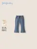 Calça Jeans Forrada com Lã Jelly Baby para Meninas Outono Inverno Calça Flare de Bebê Calças Estilosas para Crianças