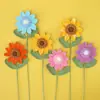 Rama de Flor de Girasol Eterna Tejida a Mano con Hilo Producto Terminado, Ramo de Girasoles Simulados, Regalo para Maestros en el Día del Maestro