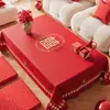 Mantel 2026 Año Nuevo Rojo Festivo Impermeable Resistente al Aceite Resistente al Calor Lavable Boda Mesa de Café Tela Decorativa de Ambiente