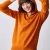Sudadera gris sin costuras de estilo casual para mujer con hilo moteado de colores, abrigo suéter con capucha, top cálido de punto holgado