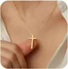 Colar de Latão Banhado a Ouro Real Mais Vendido na Amazon Pingente de Cruz Exquisito Corrente para Clavícula Fabricante Atacado