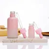 En stock 5-100ml botella de esencia rosa degradado líquido de esencia botella de vidrio empaque de cosméticos botella con gotero botella rociadora