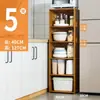 Prateleira de Armazenamento para Espaços na Cozinha Doméstica Prateleira de Armazenamento para Panelas Tigelas Pratos Temperos de Chão Multicamadas com Porta Armário Estreito para Espaços