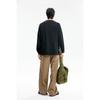 Brushka Básico Tendencia Retro Americano Cuello Henry Sudadera Pullover Camisa Base Holgada para Hombre 3098