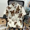 Verano Nuevo Americano Retro Holgado Estilo Perezoso Diseño Mariposa Camisas de Manga Corta Tops para Hombres y Mujeres, a la Moda