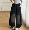 Jeans de Pana para Niñas Otoño e Invierno con Botones Frontales de Moda, Pantalones Cargo, Pantalones Anchos para Estudiantes Primavera y Otoño, Pantalones de Papá, Modernos