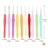 Conjunto de Agulhas de Crochê com Renda TPR de 10 Peças da Amazon com Cabo Macio, Agulhas Coloridas de Alumínio para Tricô Fino