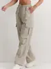 Calça de trabalho feminina outono estilo americano mais vendida internacionalmente, nova, cintura alta, caimento fluido, secagem rápida, calça esportiva casual de perna larga