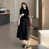 Otoño/Invierno 2026 Estilo Casual Perezoso Coreano Chaleco de Lana Engrosado Vestido de Maternidad + Suéter Superior Conjunto de Maternidad