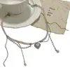 Colar de Franja com Contas de Cristal em Forma de Coração Amoroso, Elegante e Moderno, Luxo Leve, Elegante, Estilo Frio do Instagram, Corrente de Clavícula de Alta Qualidade, Tendência