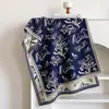 Bufanda jacquard de doble cara estilo francés con diseño de plantas y caballos, imitación cachemir para mujer, chal con borde de rayas, bufanda exterior de estilo artístico para otoño e invierno
