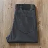 Estação Europeia 2025 Primavera/Verão Bolso Reto Sarja Cinco Bolsos cinza escuro Modelo Algodão Masculino Pequeno Reto Calças Casuais