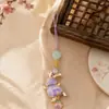 Lindo Colgante Llavero Conejo Corredor Brocado Canción Colgante para Bolso Hecho a Mano Estilo Chino Adorno de Conejo de Jade Regalo de Vacaciones