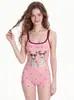 Traje de baño de alta gama, lindo y elegante para niñas jóvenes, con un diseño modesto de corte bajo con cuello halter y estilo de una pieza con espalda cruzada, adecuado para entrenamiento en piscina y competiciones.
