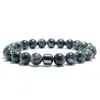 Pulsera de cuentas transfronteriza Amazon wish Ojo de Tigre piedra volcánica piedra mapa 8mm Pulsera Pulsera magnética para hombre